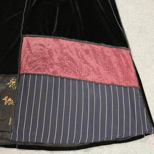 Vintage 90s Something Old Something New Velour Velvet Patch Maxi Dress Black M - Picture 7 of 24