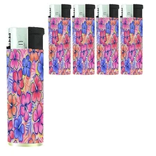 Tropical Hibiscus Plumeria Set of 5 Electronic Refillable Butane