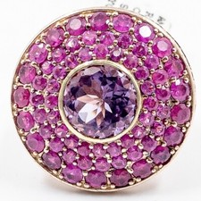 12.54ct Natural Ruby and Amethyst Ring 925 Sliver in Rose Gold Plated Size6