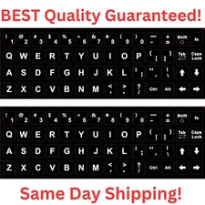 2PCS Universal English Keyboard White Letter on Black Sticker  Computer Laptop