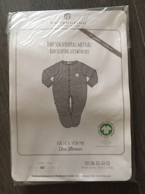ANGEBOT NEU Strampler Schlafoverall Baby Gr. 68 grau Bellybutton Langarm Top