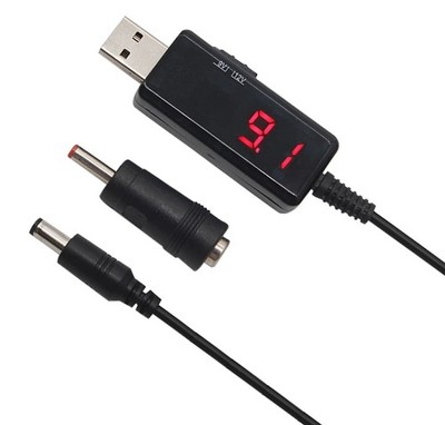 USB Step up Kabel 5V auf 9V 12V DC 5,5x2,1 mm Spannungswandler Booster Auto