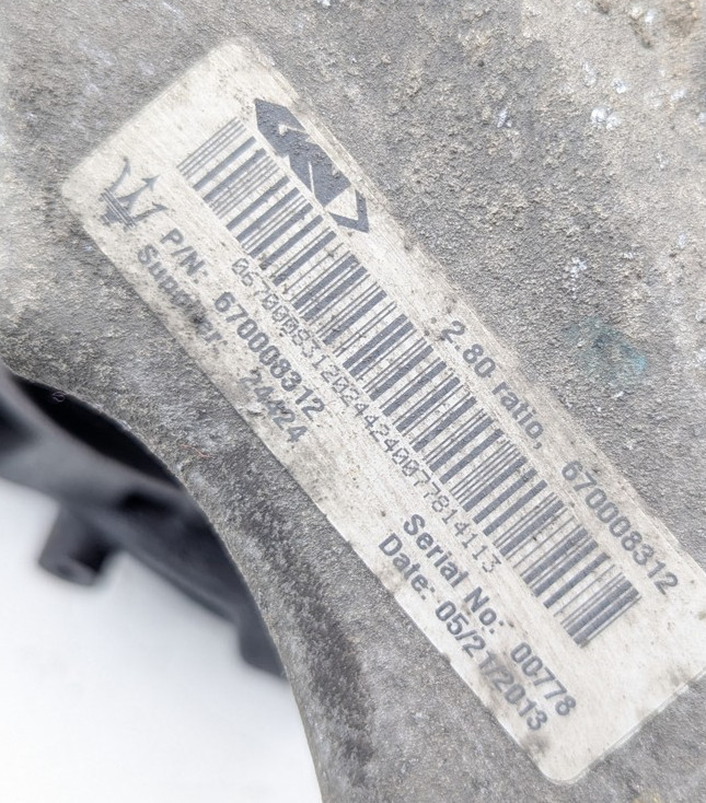 Maserati Quattroporte 2014 Rear Differential P/N 670008312