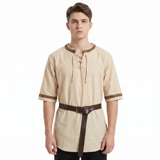 Men's Medieval Tunic Renaissance Pirate LARP Costume Viking Shirt