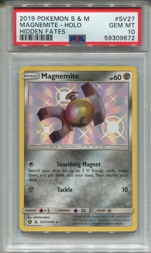 Pokemon Sun & Moon Hidden Fates Shiny Vault Card SV27 Magnemite PSA 10