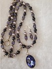 Swarovski Tanzanite Necklace Bracelet Pierced Earrings Set Handmade — photo 1
