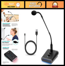 Professional 18" Gooseneck USB Microphone with RGB Lights, Gain Mute - Ideal f