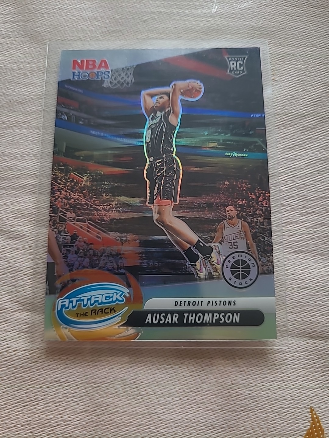 2023-24 Hoops Premium Stock  Attack the Rack Ausar Thompson #5 Silver Prizm (RC)