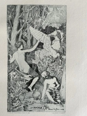 Puvis De Chavannes HelioGravure La Fantaisie Cheval Ailé Pégase Mythologie Grec - Photo 1/4