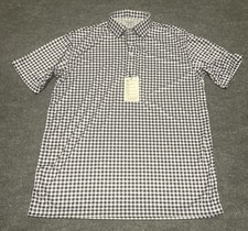 Collars Co Men s XL Blue White Polo Shirt Gingham Plaid Wicking Stretch NWT