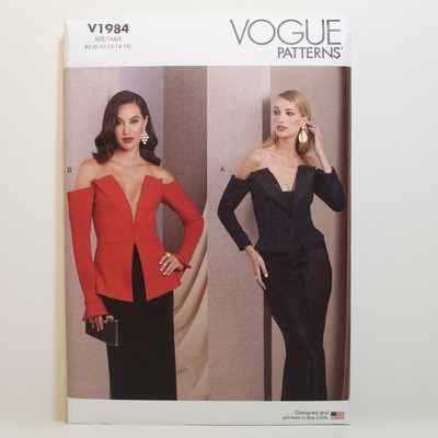 Vogue Patterns Misses' Off The Shoulder Tops V1984 NEW UNCUT Sizes 8-16