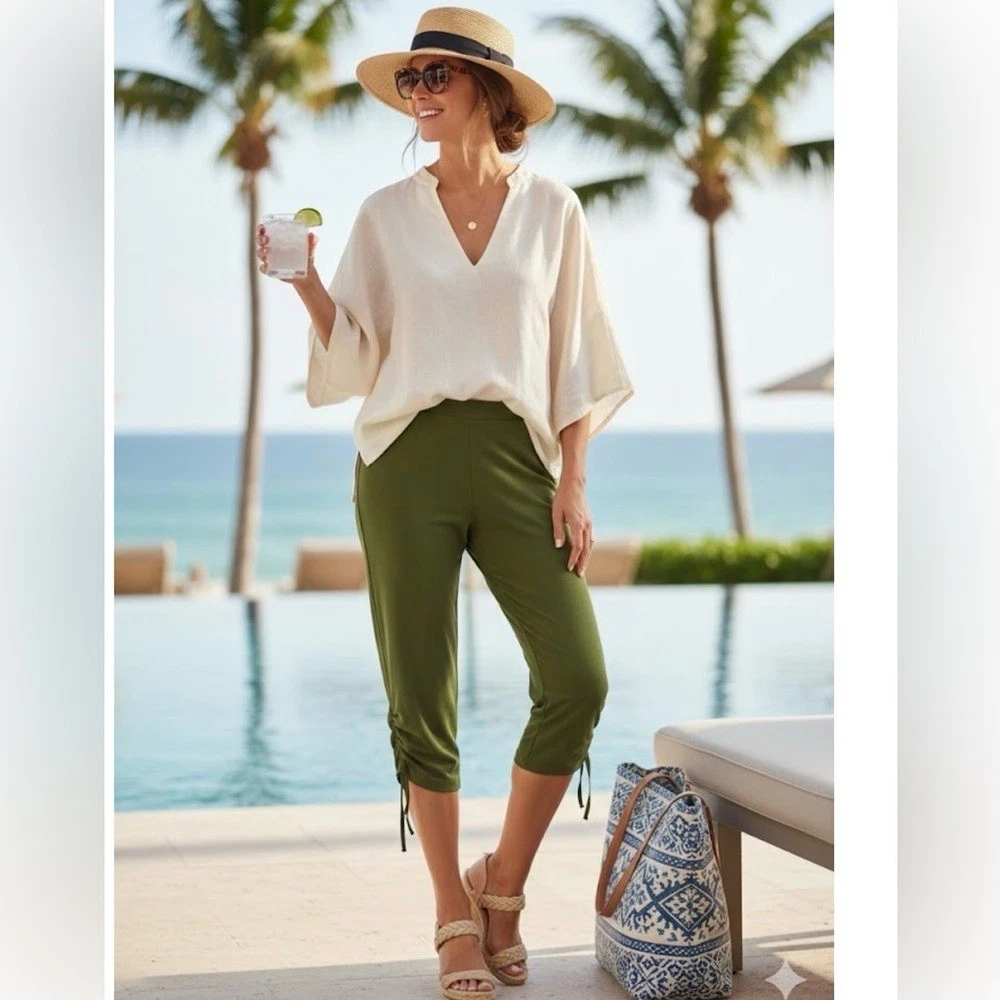 NWT INC Green capri pants size L
