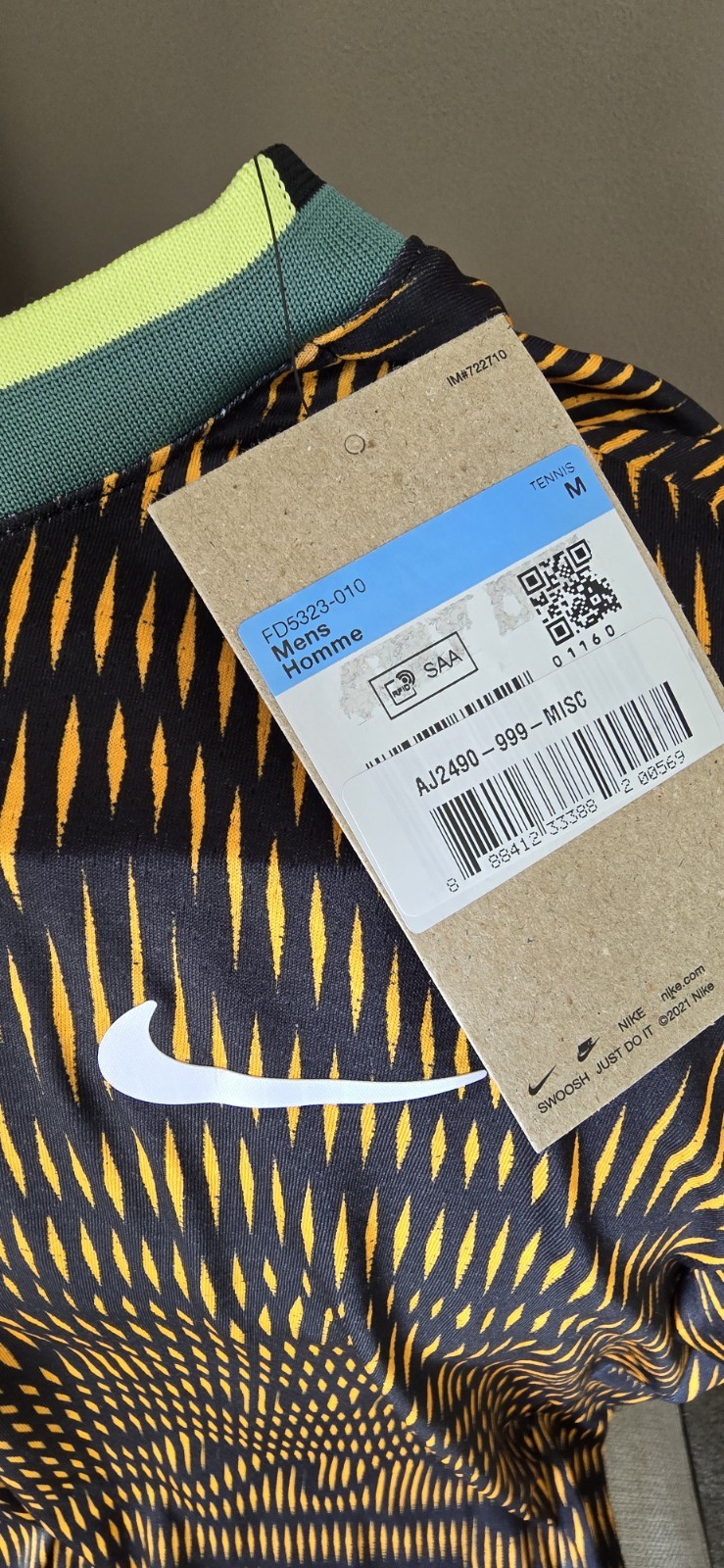 Rare Nike Alcaraz Men's Tennis Shirt Black/Gold Size M FD5322-010 image 8