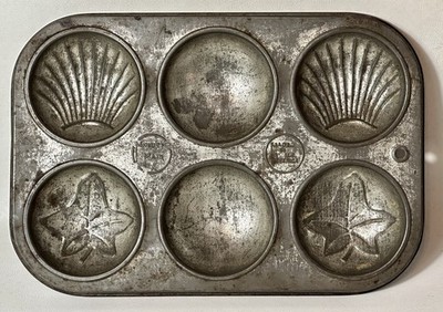 Vintage Minute Maid Metal Biscuit Pan Embossed Well Used Primitive USA 6.5 x9.5 