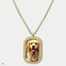 Gorgeous Cute Golden Retriever Dog Fashion Pendant Necklace Chain Image Dog Tag