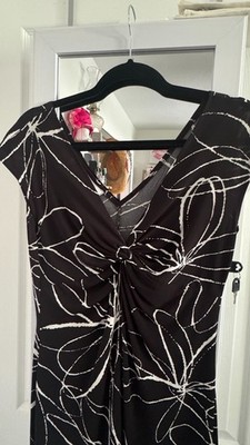 lady hathaway dress Lady Hathaway Dress Twist Front Black White Cap Sleeve A Line Body Con  Womens 10