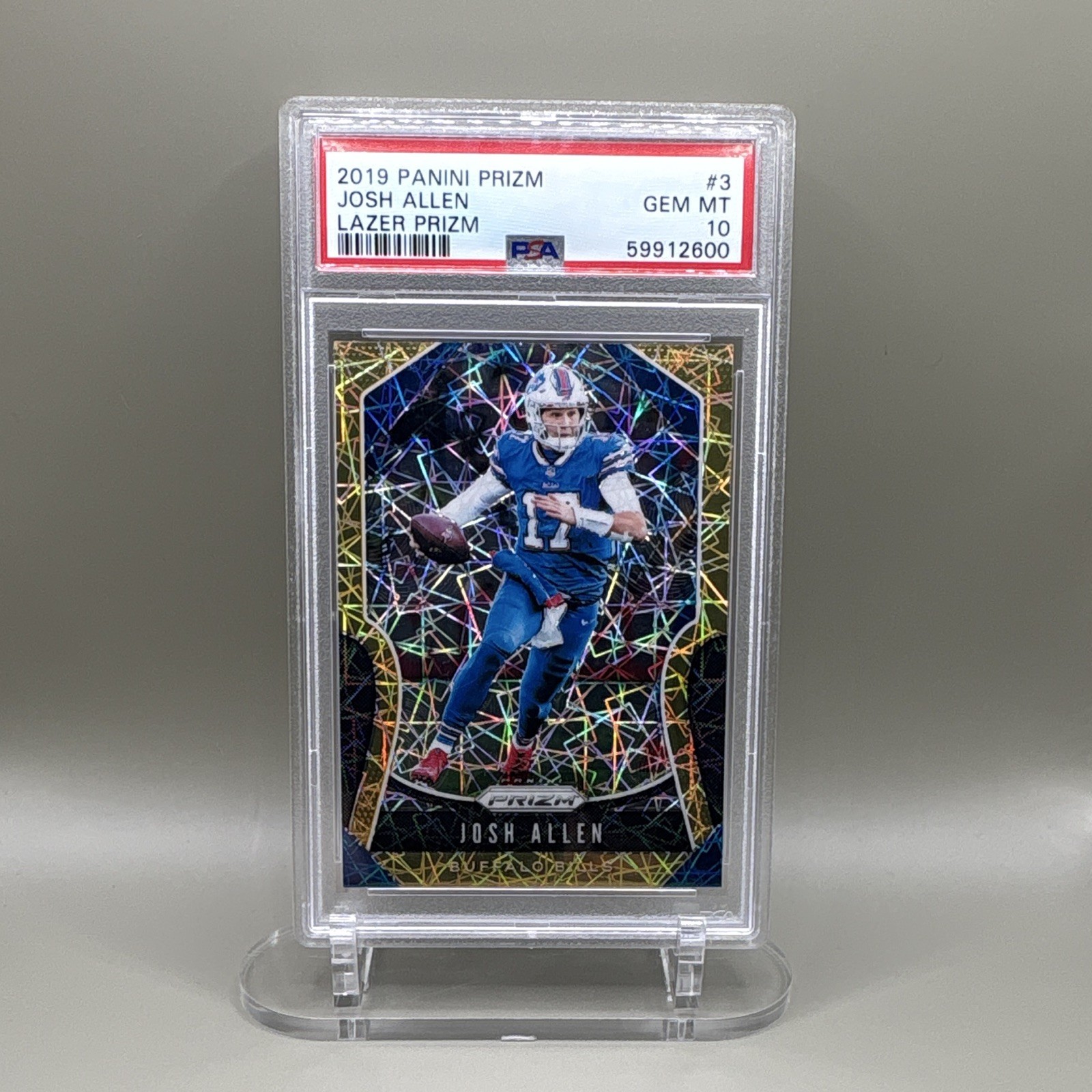 2019 Panini Prizm Josh Allen Buffalo Bills #3 Lazer Prizm PSA 10 GEM MT