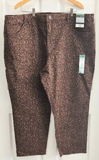 Women's Terra  Sky Women's Petite High Rise Straight Leg Jeans Leopard Size 24W