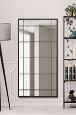 Image of MirrorOutlet Large Black Metal Framed Wall Leaner Mirror - 63" X 31" 160x80cm
