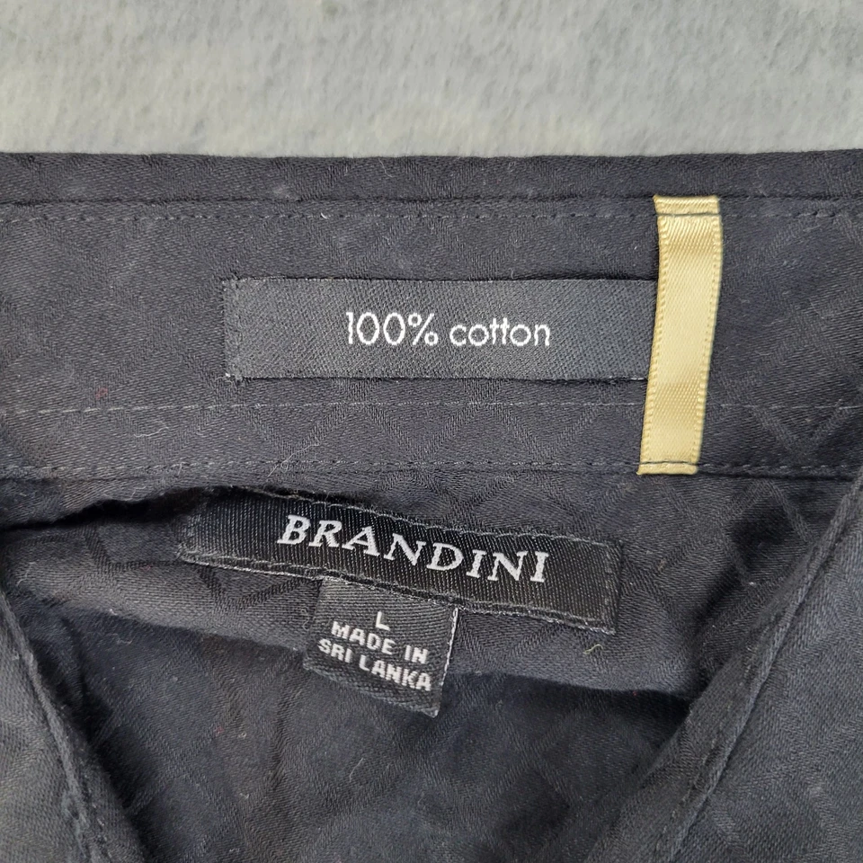 Camisa de vestir Brandini manga larga diseño diamante negro algodón para hombre grande nueva con etiquetas Foto 3 de 4