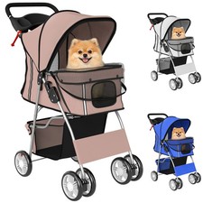 PawHut Passeggino Pieghevole per Cani con Ruote Girevoli e Cestino