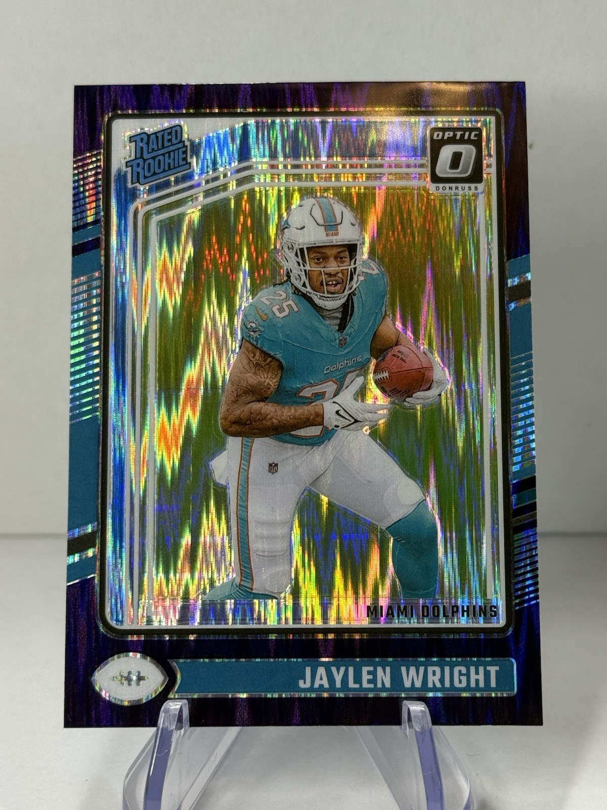 2024 Panini Donruss Optic - Rated Rookie Jaylen Wright #249 Purple Shock Prizm