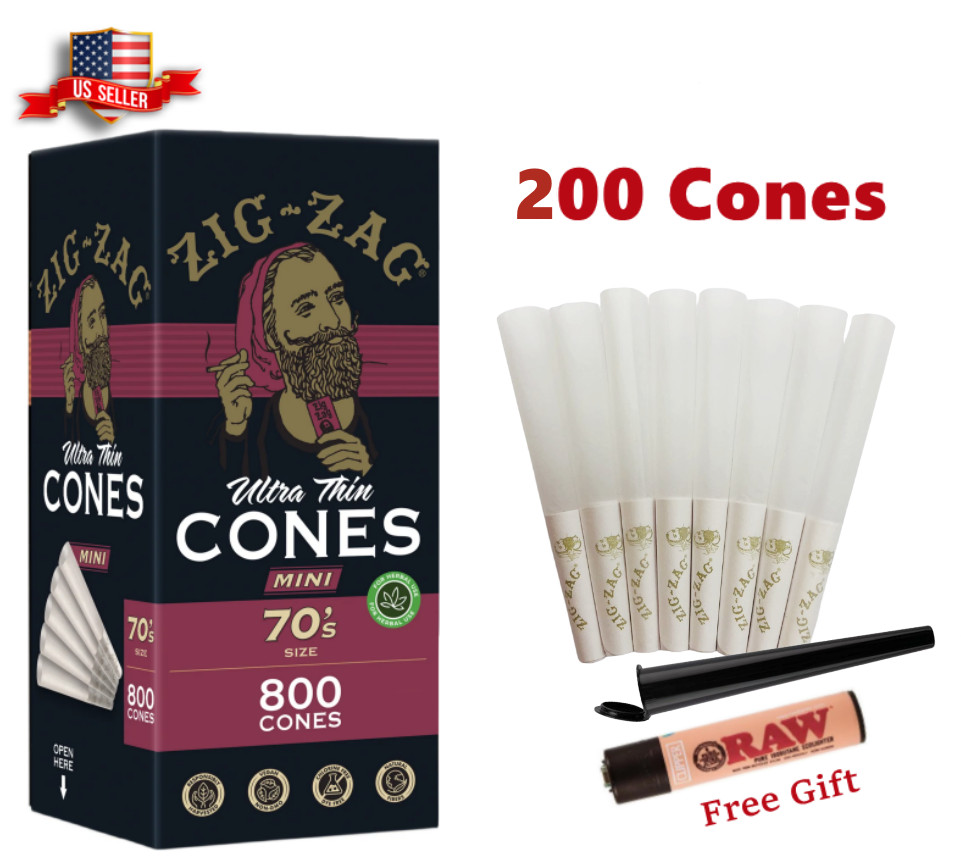 Zig-Zag Ultra Thin Paper Cones 70mm Minis Size 200 Pack 🌟