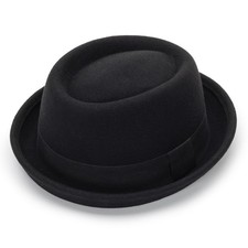 Pork-Pie-Hat Wool-Felt-Bowler Porkpie-Boater Derby-Fedora-Hat for Men-Women ...