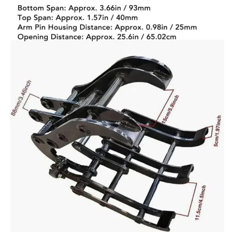 Mini Digger Log Grab Mini Excavator Grabber Attachments Heavy Duty - Image 4 of 4