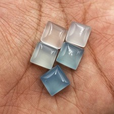 Natural Blue Chalcedony Square Cabochon Loose Gemstone Lot 5 Pcs 11 MM 35 CT