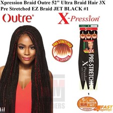Xpression Braid Outre 52" Ultra Braid Hair 3X Pre Stretched EZ Braid Jet Black 1