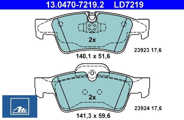 ATE 13.0470-7219.2 Bremsbelagsatz FüR Scheibenbremse Bremsbelagsatz-image