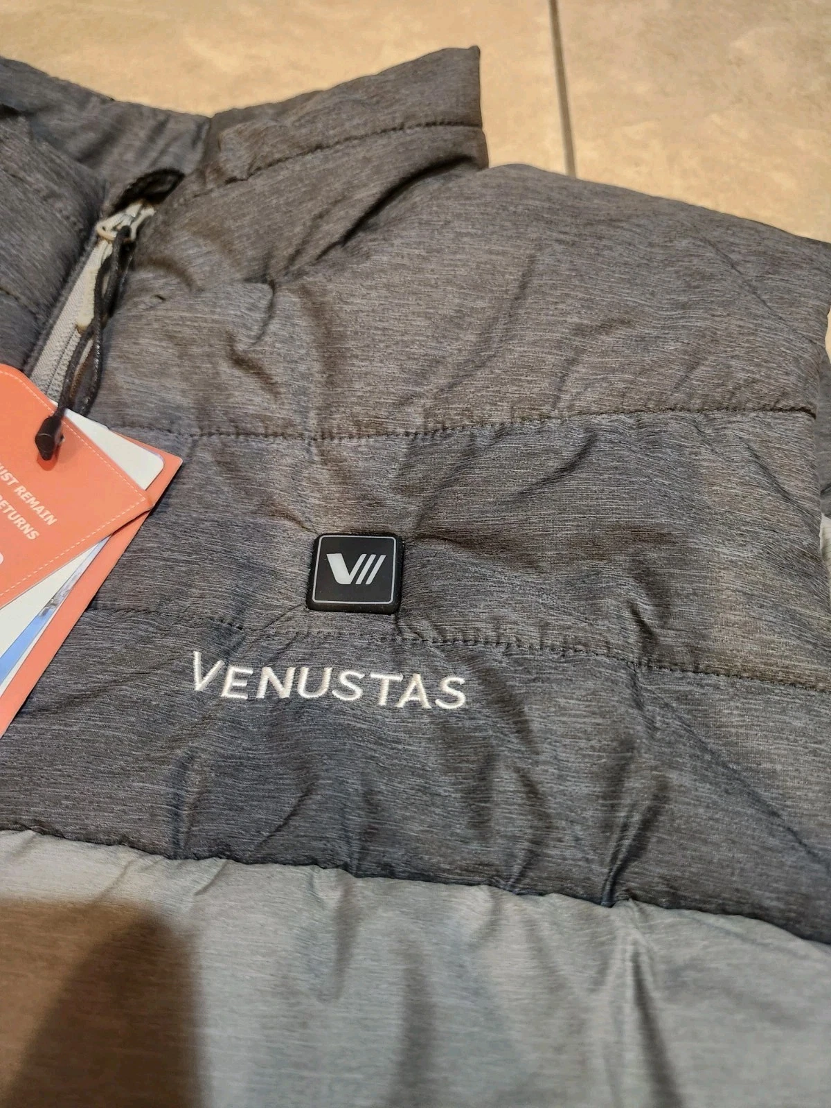 NWT Venustas Heated Puffer Vest Gray Mens Large No Battery image 4