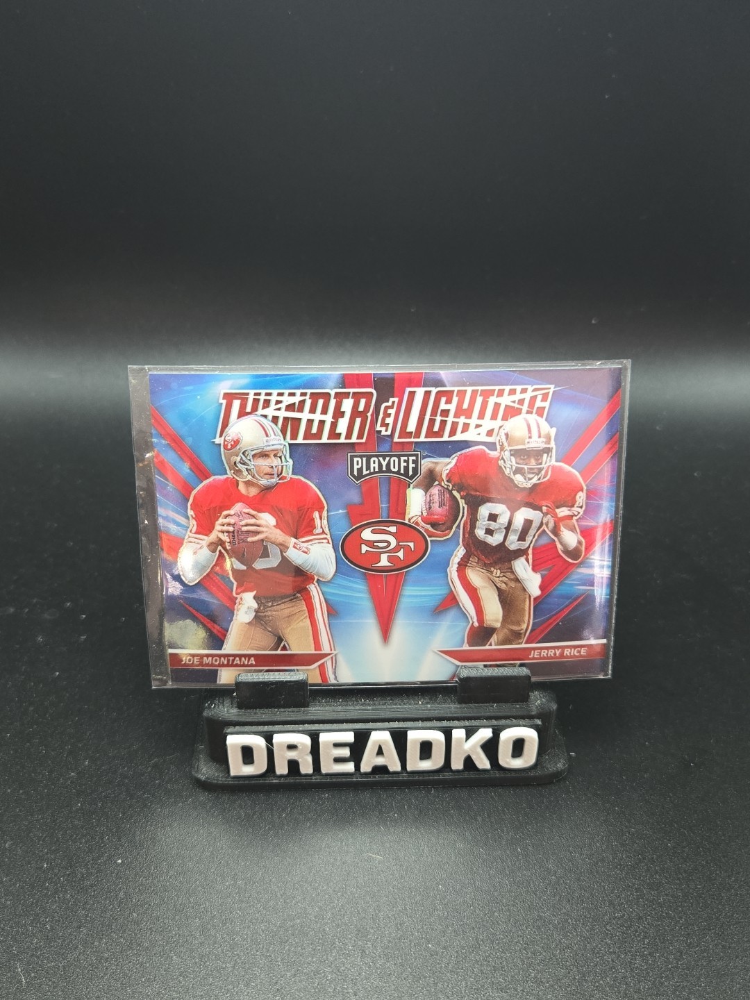 Joe Montana /Jerry Rice 2021 Panini Playoff Thunder & Lightning Prizm #TL-7 RED