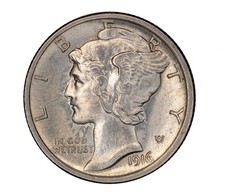 1916 mercury dime Strong die clashes full bands Uncirculated