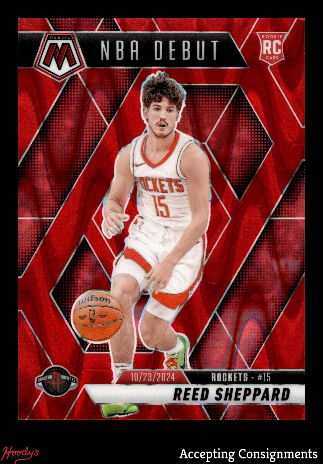 2024-25 Panini Mosaic Mosaic Red Seismic #252 Reed Sheppard RC ROOKIE 195/299