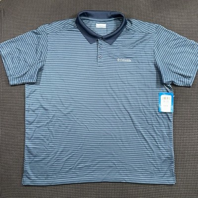 Columbia Polo Shirt Mens XXL Blue Striped Warren Lane EXS Performance Golf