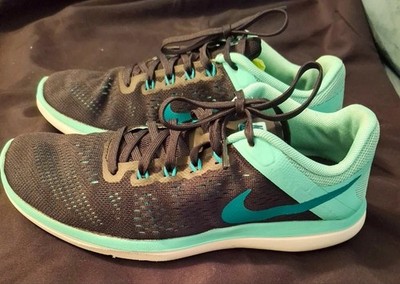 Nike Flex 2016 RN 830751-005 Low Top Lace-Up Sneakers Black Green
