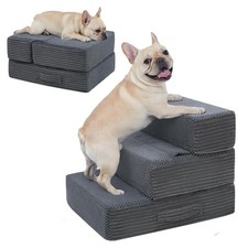 New Dog Stairs for Small Dogs, 13.5" H Foldable Steps High Bed 2 in 1 Pet Get on