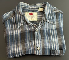 LEVIS Brand Shirt Blue Denim Vintage 90s Long Sleeve Men  s Large Steel Buttons