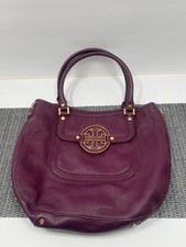 Tory Burch Amanda Hobo Shoulder Bag Purple Pebbled Leather Handbag Women