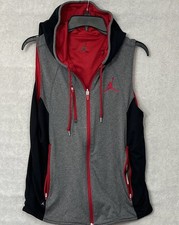 Nike Jordan Dri-FIT Mens Small Vest Sleeveless Hoodie Grey/Red Training Jumpman