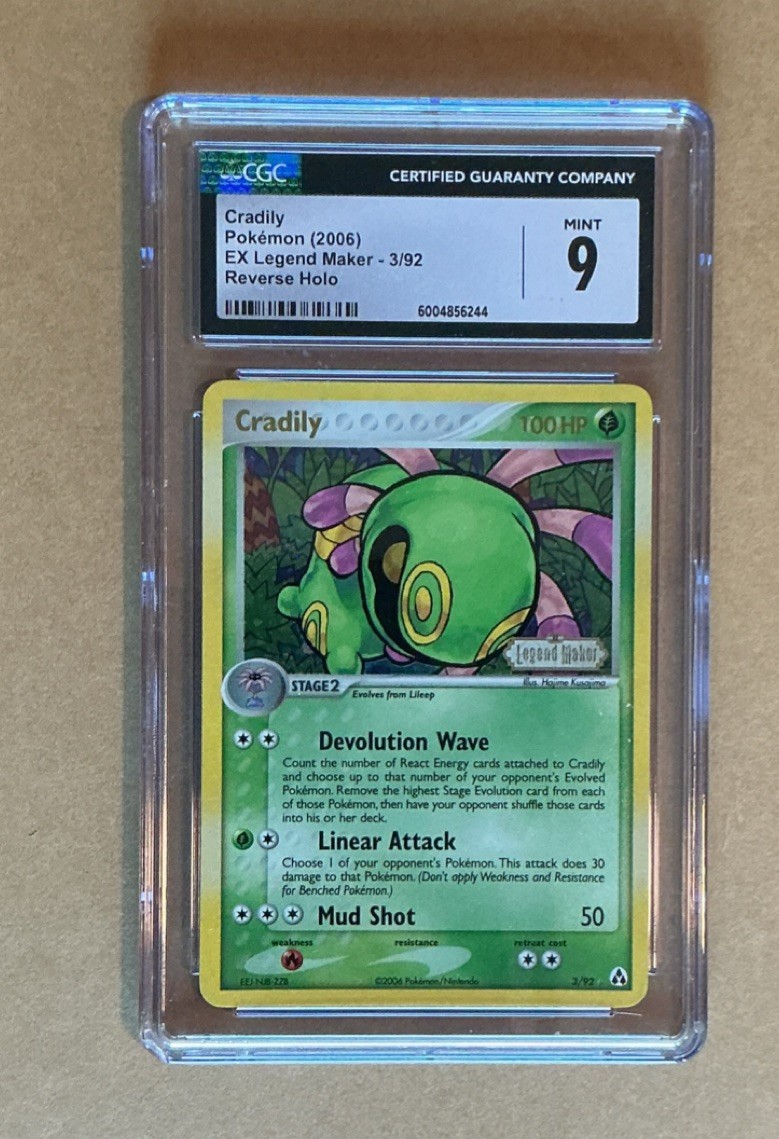 Cradily CGC 9 Pokémon TCG EX Legend Maker 3/92 Reverse Holo Trading Card 2006