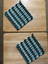 Handmade 2 LARGE 8  1/2 in. Cotton Woven Potholders  Trivets 6 Beautiful Colors