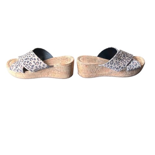 DONALD PLINER Crossover Platform Sandals 8M Suede Animal Print Wedge Heels - Picture 10 of 10