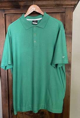 Nike Golf Dri-Fit Men s Large Green S/S Polo Shirt Embroidered Swoosh On Sleeve