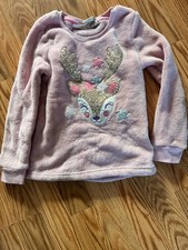 Girls Size 5/6 Pink Fuzzy Reindeer Sweatshirt