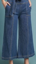 Anthropologie Pilcro Letterpress Jeans 28 Belted High Rise Cropped Wide Leg 140