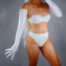 White Latex GLOVES 2nd Skin Extra Thin Faux Leather Rubber 70cm Long Slim Fitted