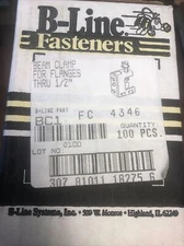 Eaton B-Line BC1 Beam Clamp Fastener to 1/2" Flange 100 pc Box NEW